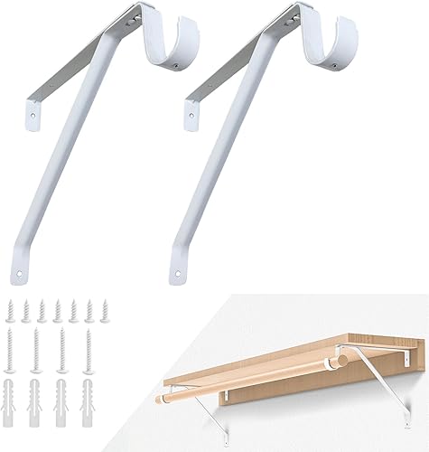 YISHELFS Soporte de barra de armario resistente, estante ajustable para armario y soportes de barra, soportes de barra de armario blancos para tacos YISHELFS Soporte de barra de armario resistente, estante ajustable para armario y soportes de barra, soportes de barra de armario blancos para tacos