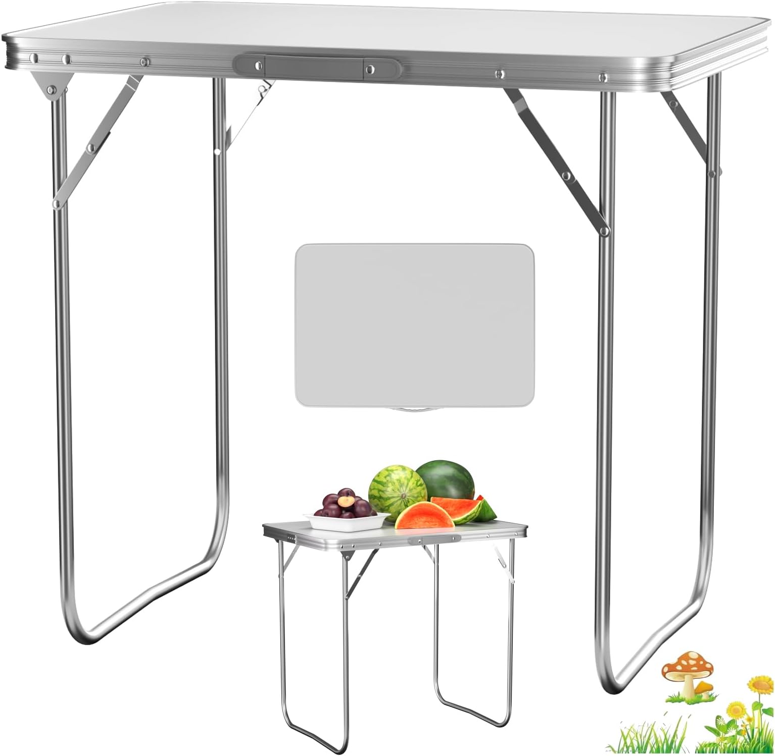 Lucn 2.6ft Folding Camping Table, Portable Foldable Pop-Up Picnic Tables for Outdoor Indoor ...