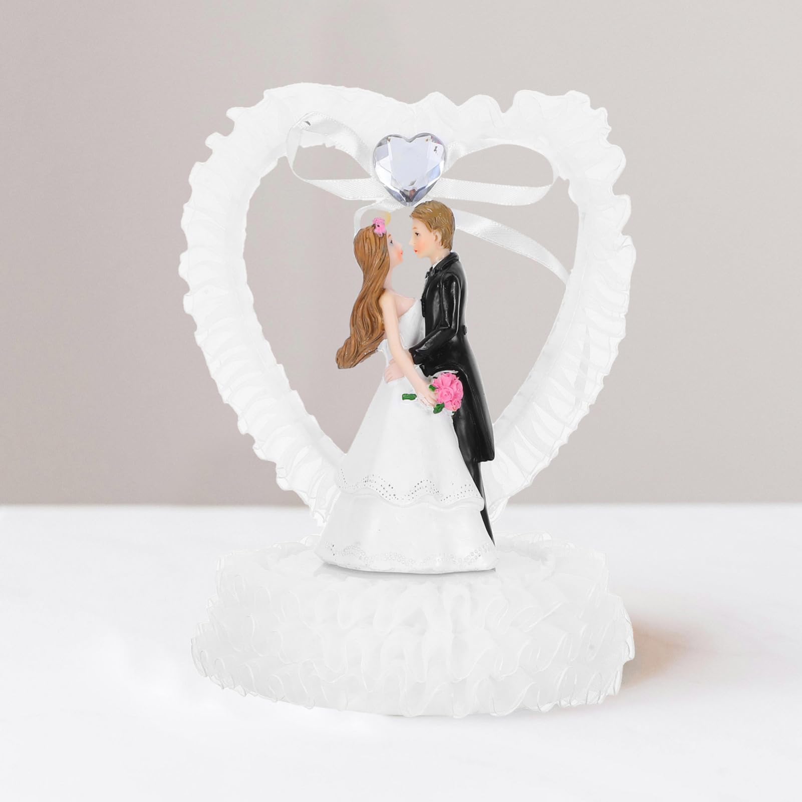 2St Hochzeitsdekorationen hochzeitsschmuck hochzeitsfiguren Hochzeitsgeschenkidee Brautkuchendeckel Braut und Bräutigam-Statue Ornament tischhochzeitsdeko Liebhaber Figur Harz Weiß MAGICLULU