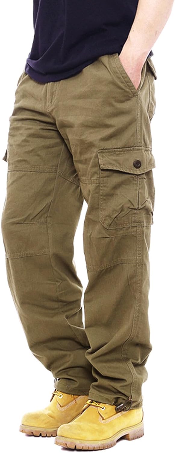 LONGBIDA Men's Casual Cargo Pants Elastic Waist Relaxed Fit Hiking Jogger for Men with 6 Pockets - Image 3