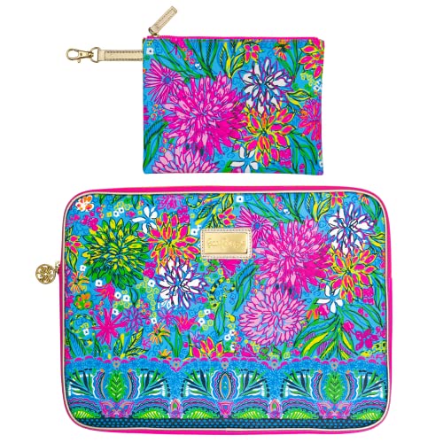 Lilly Pulitzer Soft Padded Tech Sleeve with Zip Pouch for Accessories, Laptop Case Fits up to 15 Inch Computer (Walking on Sunshine)