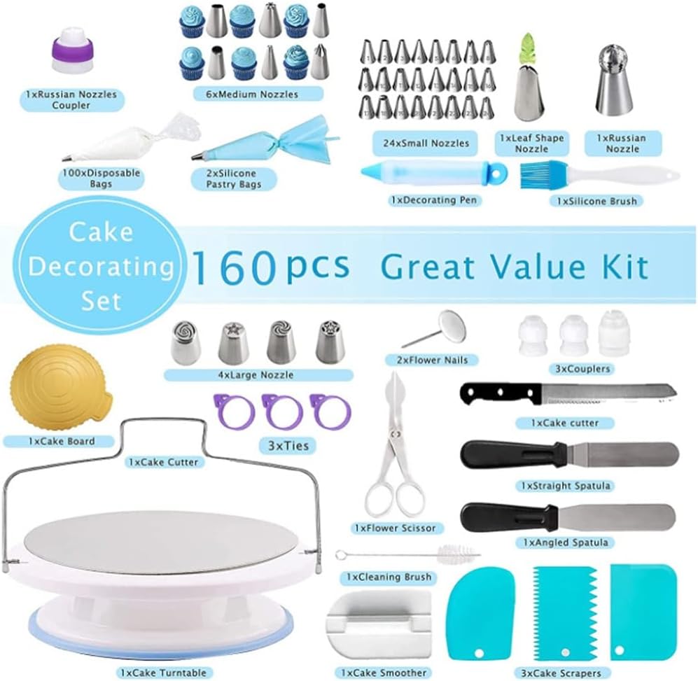 160 Piece Cake Turntable Set Combination Baking Tool