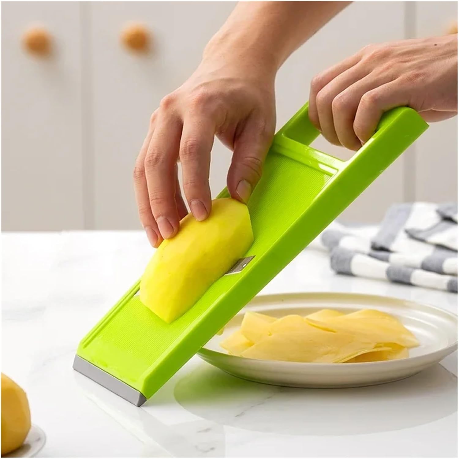 Handheld Vegetable Cutter Multifunctional Slicer for Kitchen, 3-in-1 Mandoline Slicer for Radish Potato Cucumber Salad with Stainless Steel Blades(2Pcs Mix)