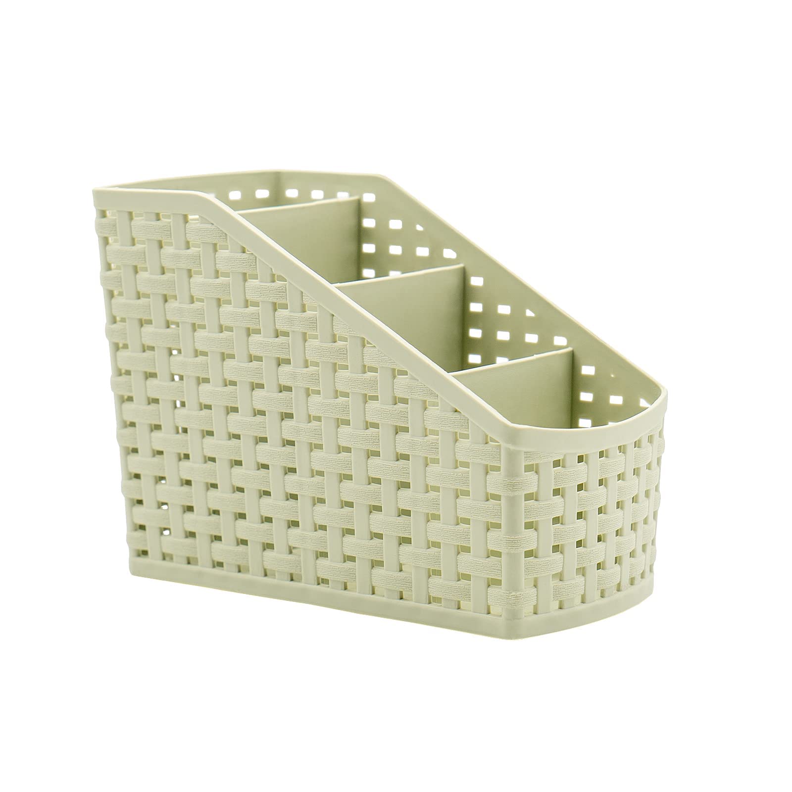 Fai Top Green Storage Basket, Cosmetic Box Organiser,Plastic Storage Box Desktop 4 Grid Sub-Grid Storage Case Multi-Function Storage For Desktop Office Bedroom Countertop Home Kitchen
