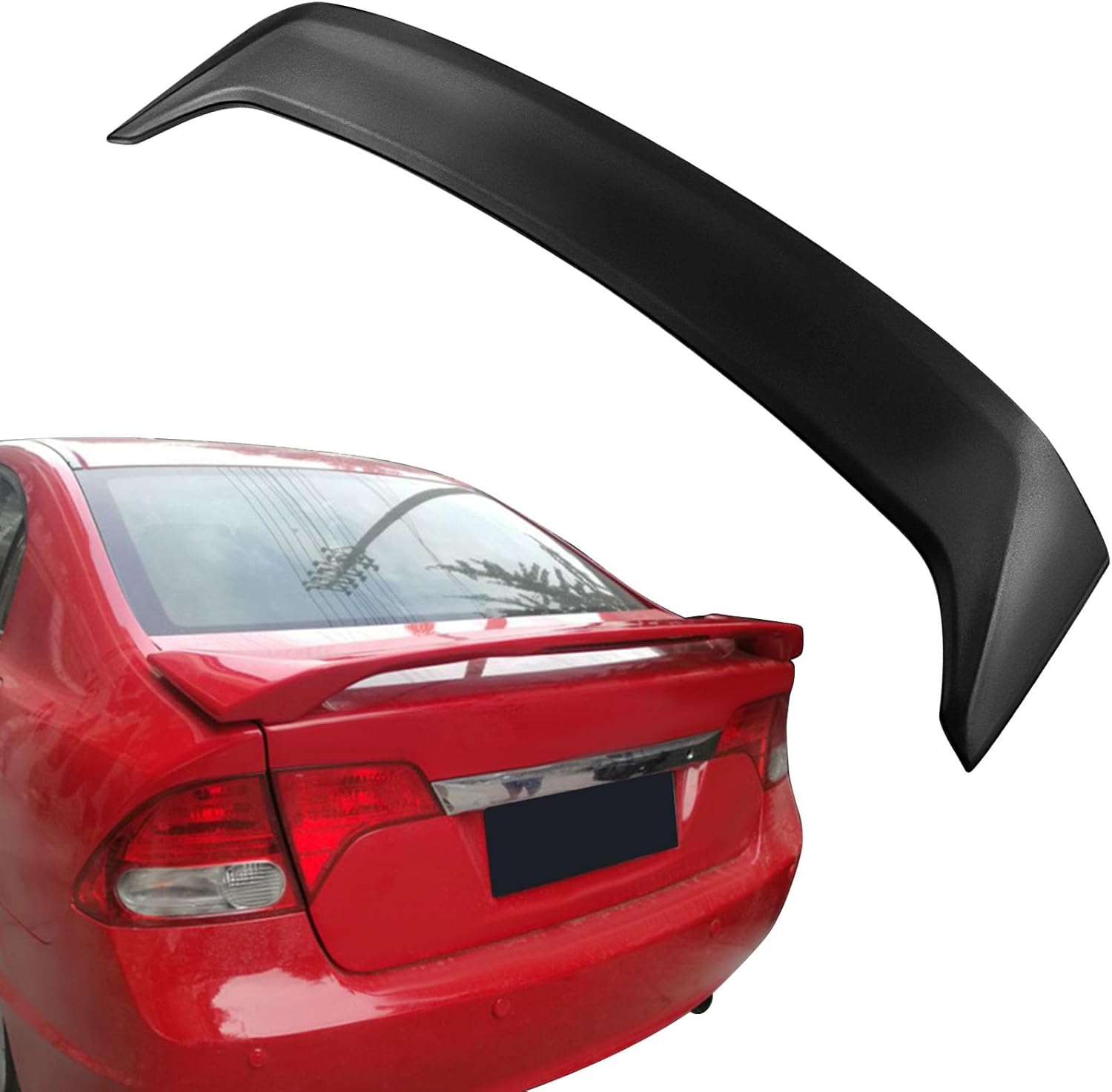 SCITOO ABS Spoiler Wing Fits for 2006-2011 for Honda for Civic Sedan 1PC Matte Black Rear Trunk Spoiler Wing