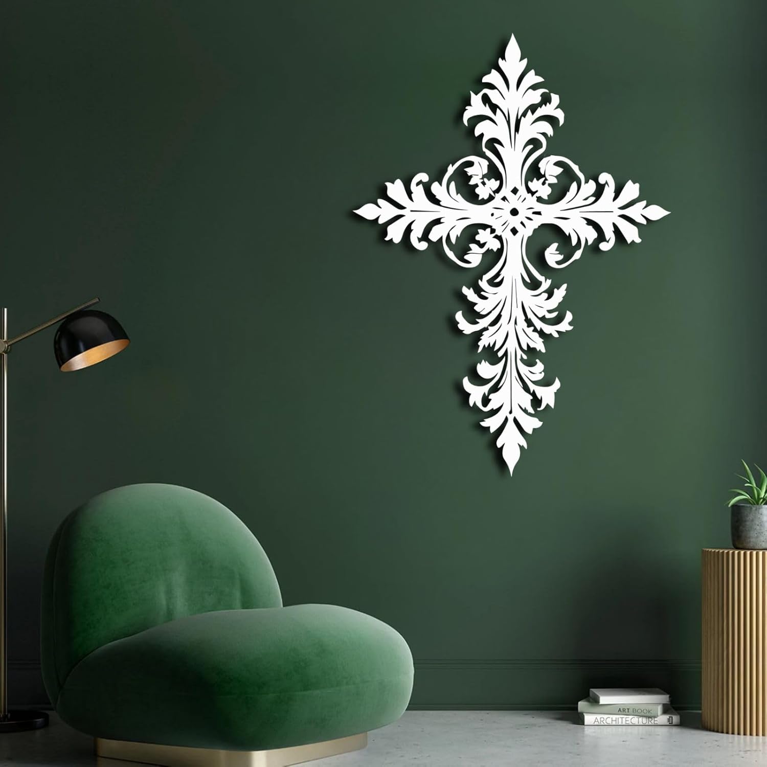 ENJOYOO Cross Metal Wall Art, Religious Metal Wall Art, Iron Cross Decor for Living Room, Outdoor, Church (Black, 30×21in/76×55cm, metal wall art)