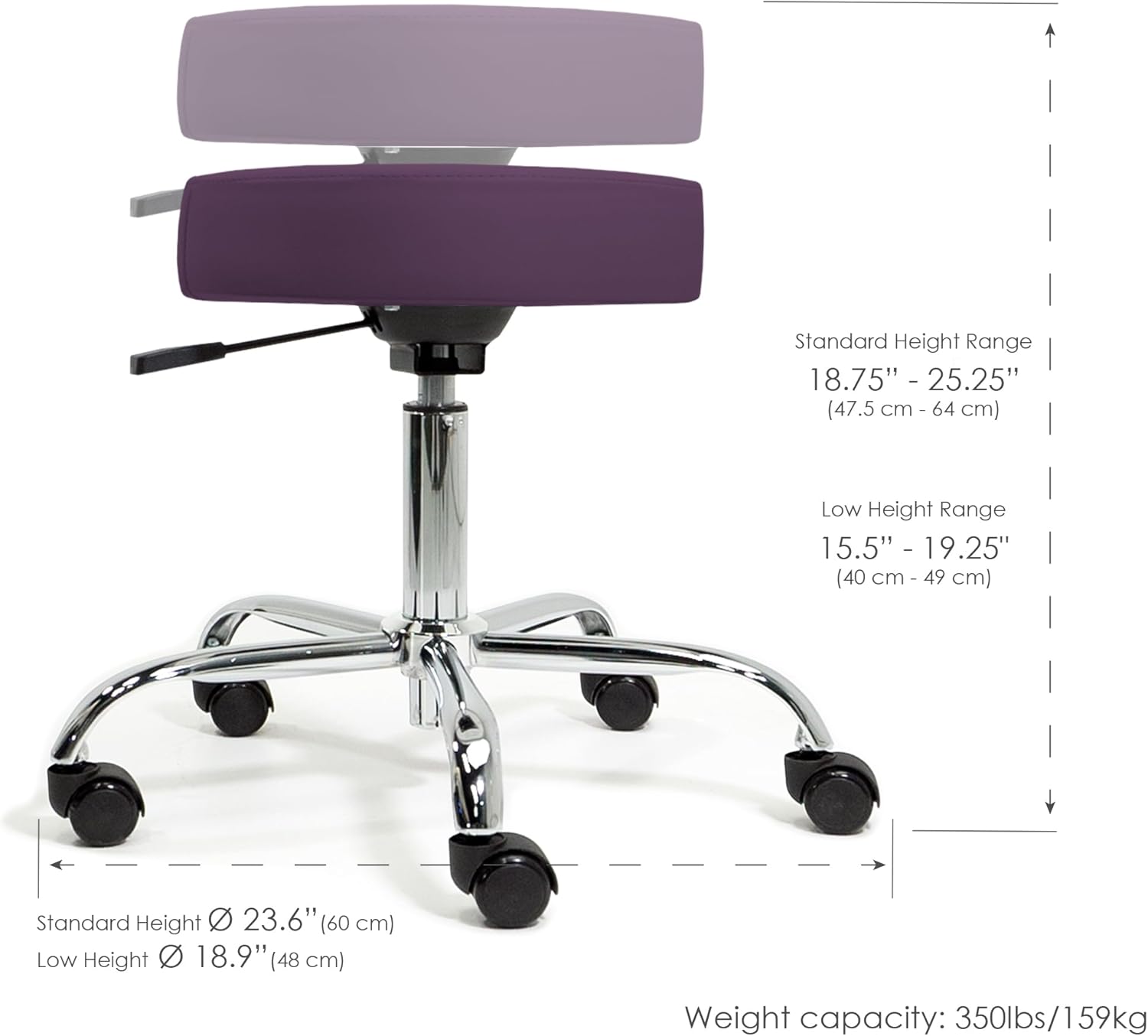 EARTHLITE Pneumatic Massage Salon Drafting Stool - No Leaking (vs. Hydraulic), Adjustable, Rolling, CFC-Free / Medical Spa Facial Chair