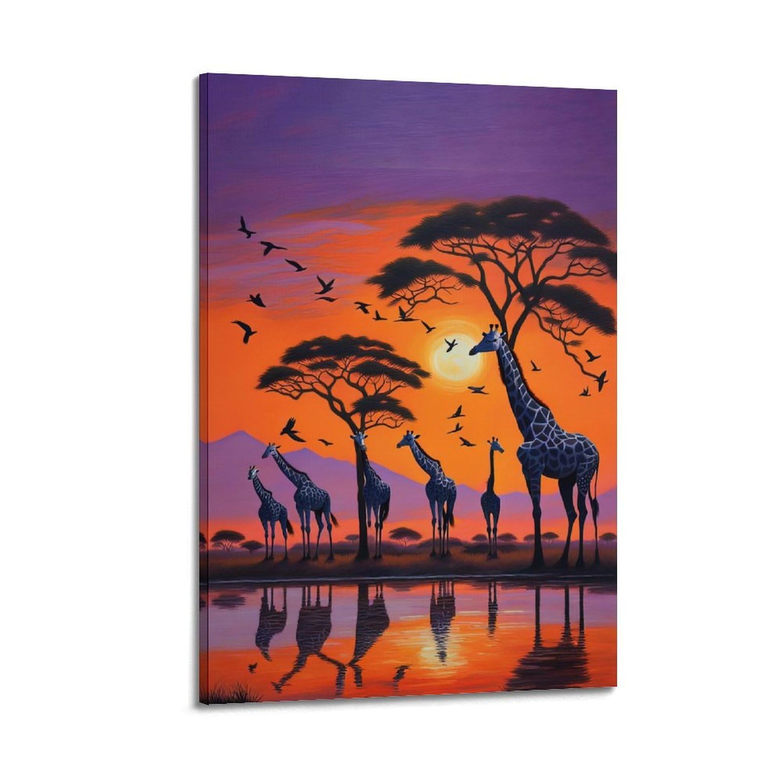 ZSZWHJ Animal Poster Giraffe in The Steppe Poster Decorative Painting Canvas Wall Posters And Art Picture Print Modern Family Bedroom Decor Posters 24x36inch(60x90cm)