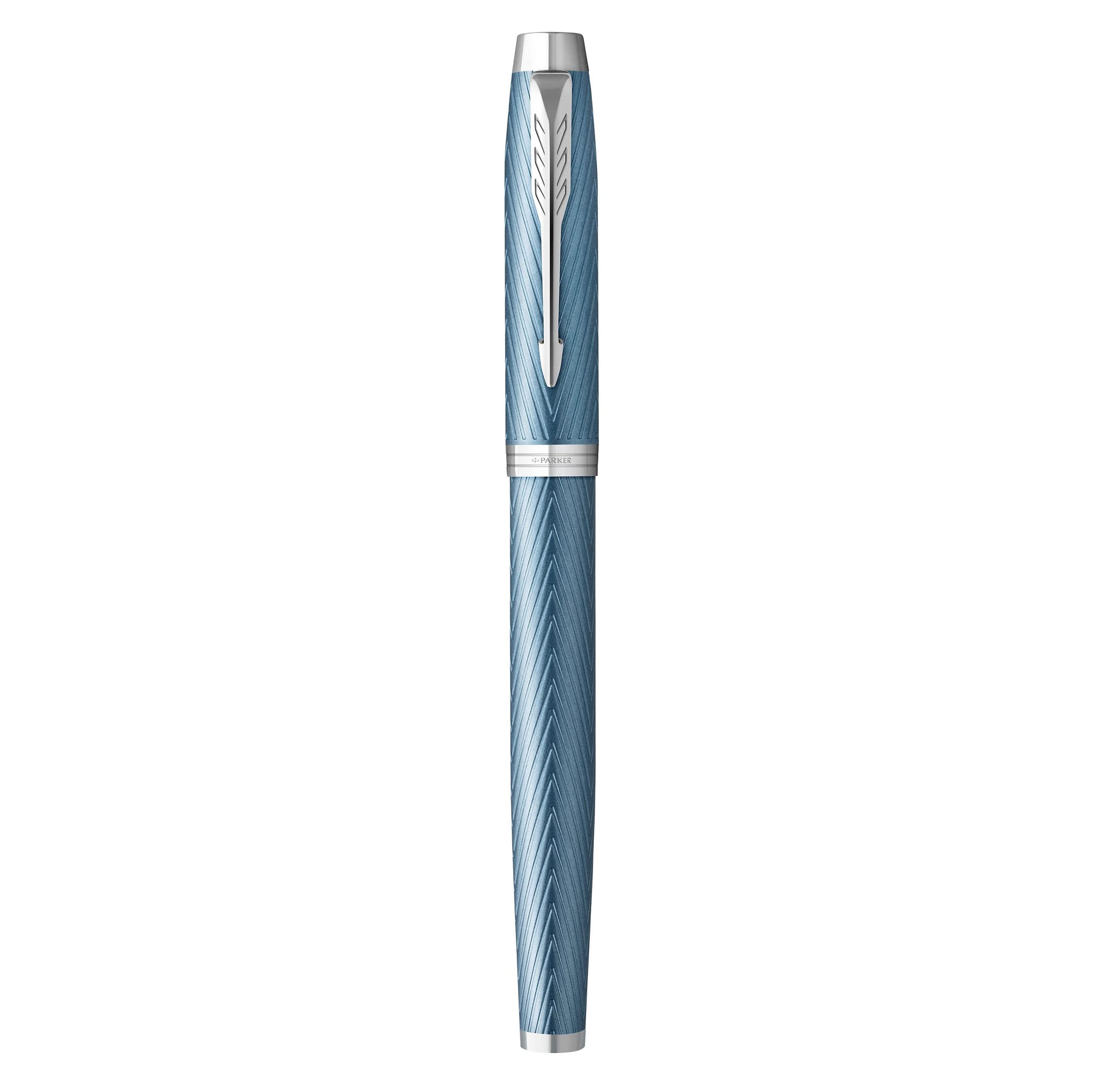 Pióro kulkowe Parker IM | Kolor Premium Blue Grey z chromowanym wykończeniem | Cienka końcówka z czarnym wkładem atramentowym | Ozdobne etui