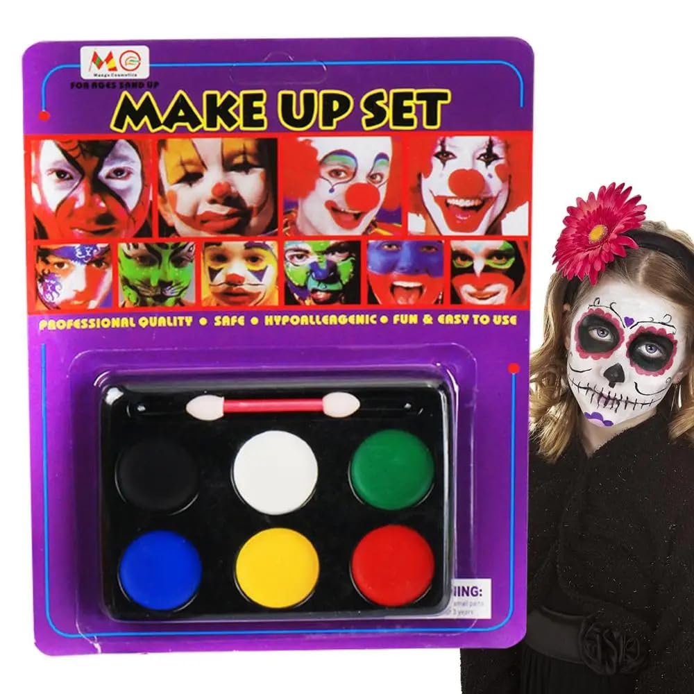 PartySanthe Face Painting Kit 6 Colors,Dress up face color Ideal for Halloween, Festivals, Birthday Parties, Cosplay - 1pc 4