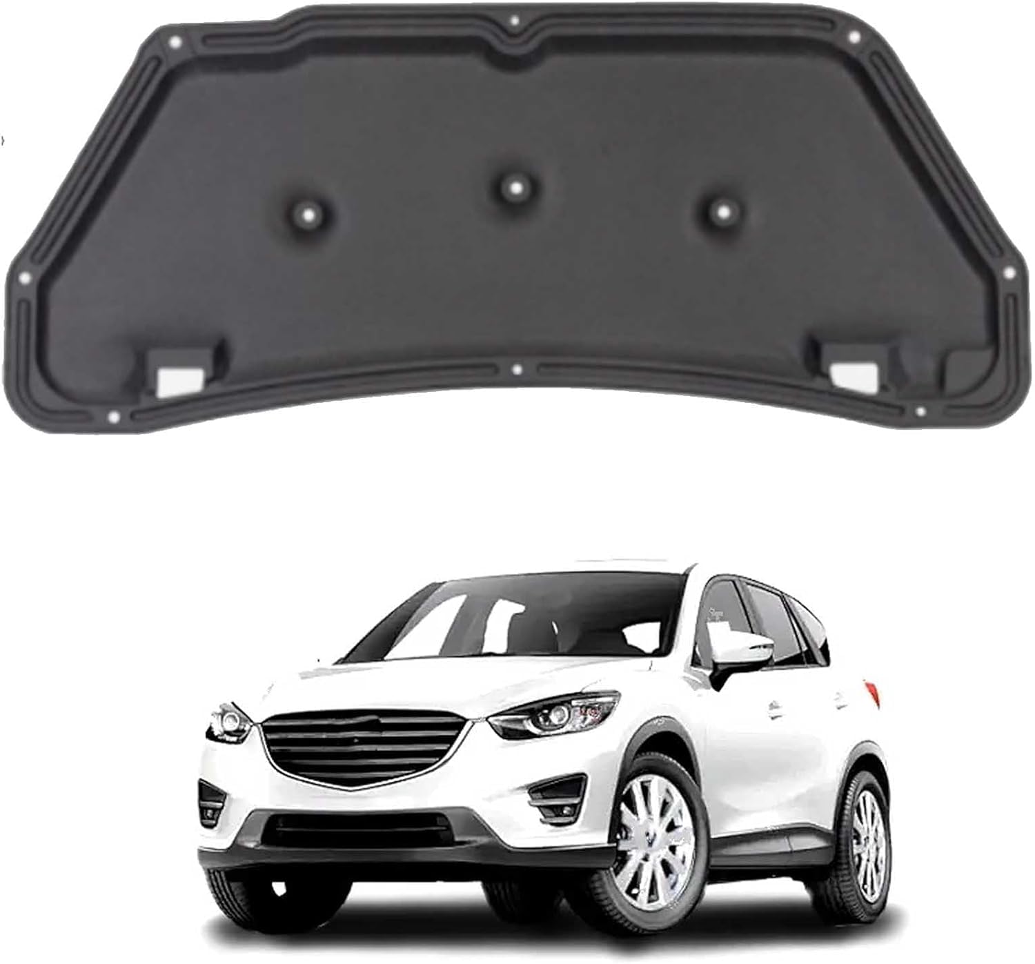 Engine Bay Insulation Mat 10mm for Mazda CX-5 KE 2012-2017 OE: KD5356681 KD6256681A – Thermal Acoustic Barrier, Fireproof Bonnet Sound Deadener with Mounting Clips