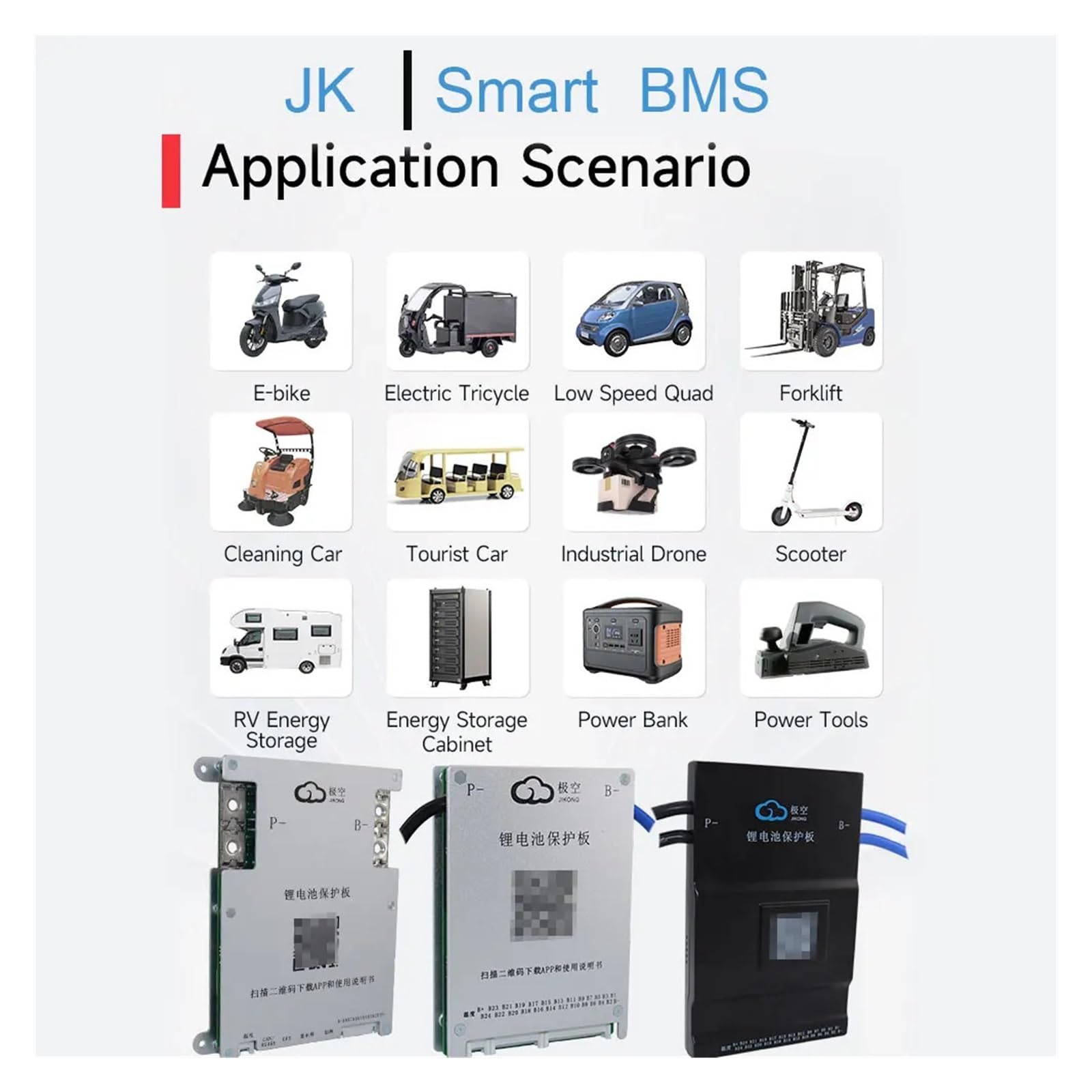 JK BMS 0,6 A 1 A 2 A Corrente di bilanciamento Attivo 100 A 200 A Carica Batteria al Litio 7S ~ 24S LiFePo4 Sistema di Gestione BMS Intelligente(B2A24S20P-HC)