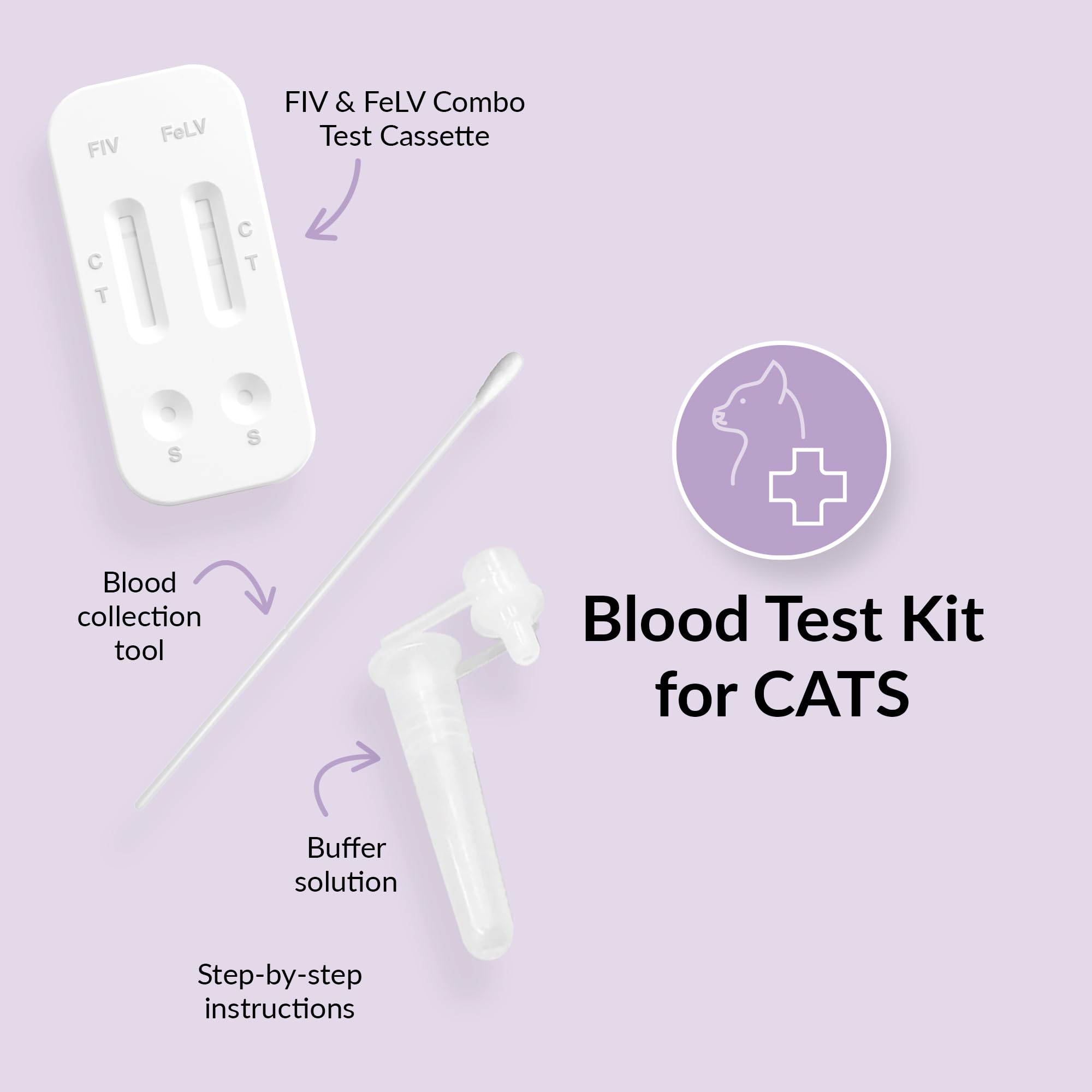 getTested Virus-Kombotest für Katzen (FIV und FeLV), Heimtest, Schnell-Antigen-Testkit für Kätzchen und Katzen, einfache Blutscreening-Lösung, schnelle und genaue Ergebnisse in 10 Minuten