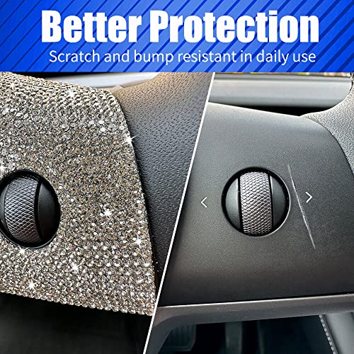 Image of Bling Rhinestone Control Panel Decals for Tesla Model 3 & Y, 3Pcs Sparkly Car Accessories