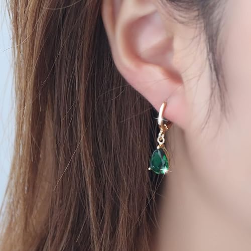 Miniatura 2 de Green Earrings for Women Emerald Earrings Crystal Teardrop Earrings Gold Rhinestone Earrings Bridal Wedding Earrings Jewelry Gifts for Women