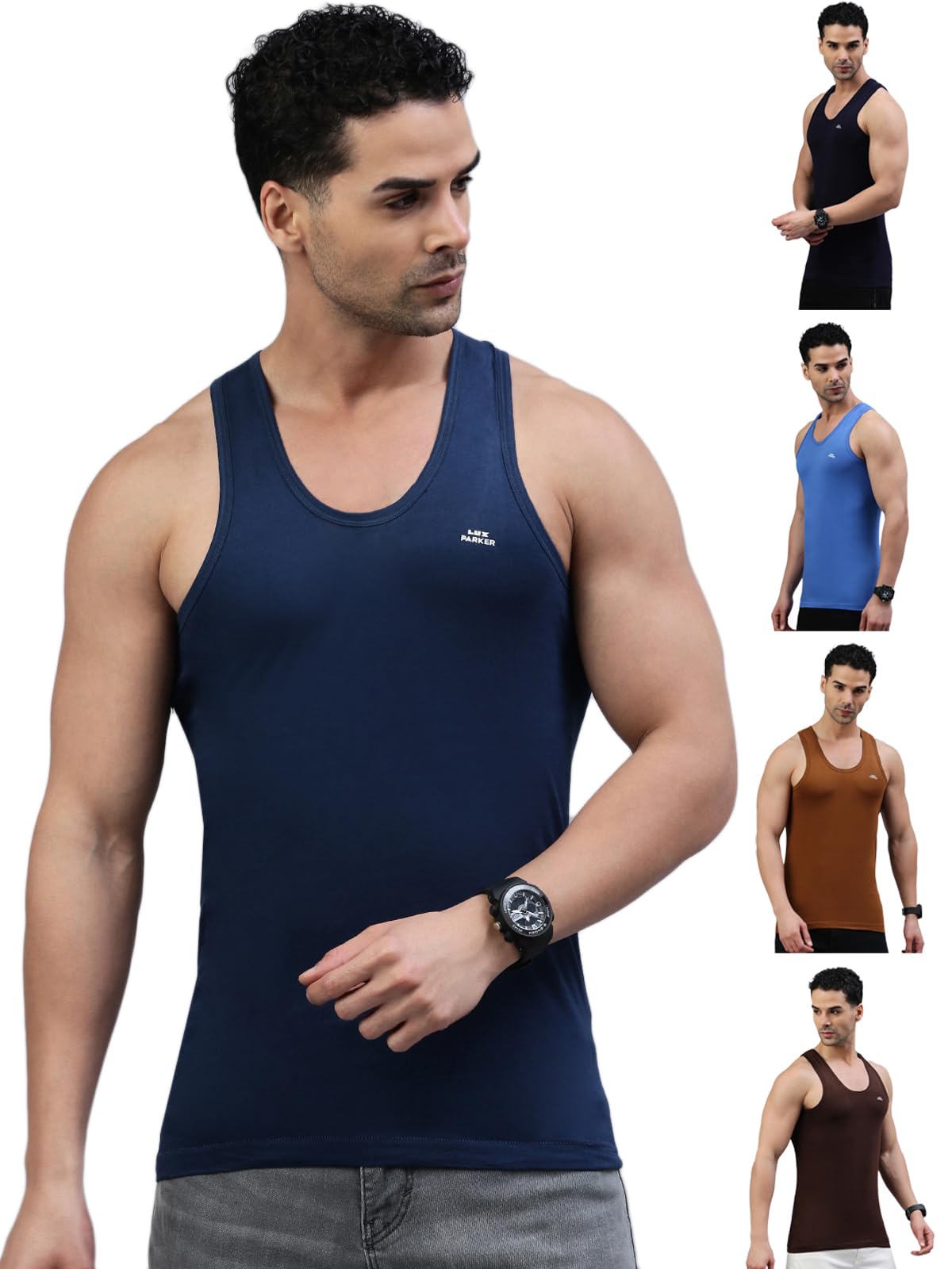 lux parker Men's Cotton Sleeveless Round Neck Regular Fit Vest | Baniyan for Men | Color and Print may Vary-picture-19