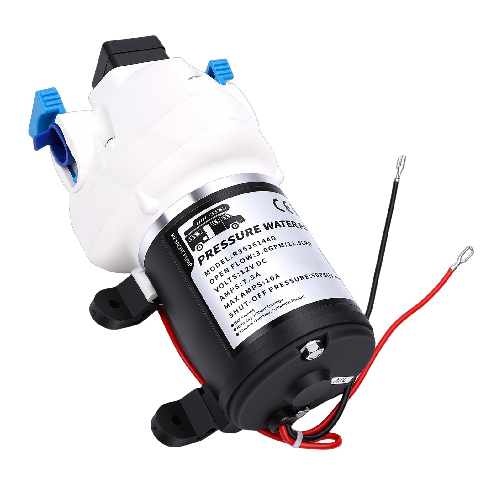 Bomba de Agua para Vehículos Recreativos, Bomba de Agua Autocebante de 3 GPM, 50 PSI, 12 V, de Pequeña con Kit de 7 Accesorios para Vehículos Recreativos, Barcos, Remolques, Yates Marinos
