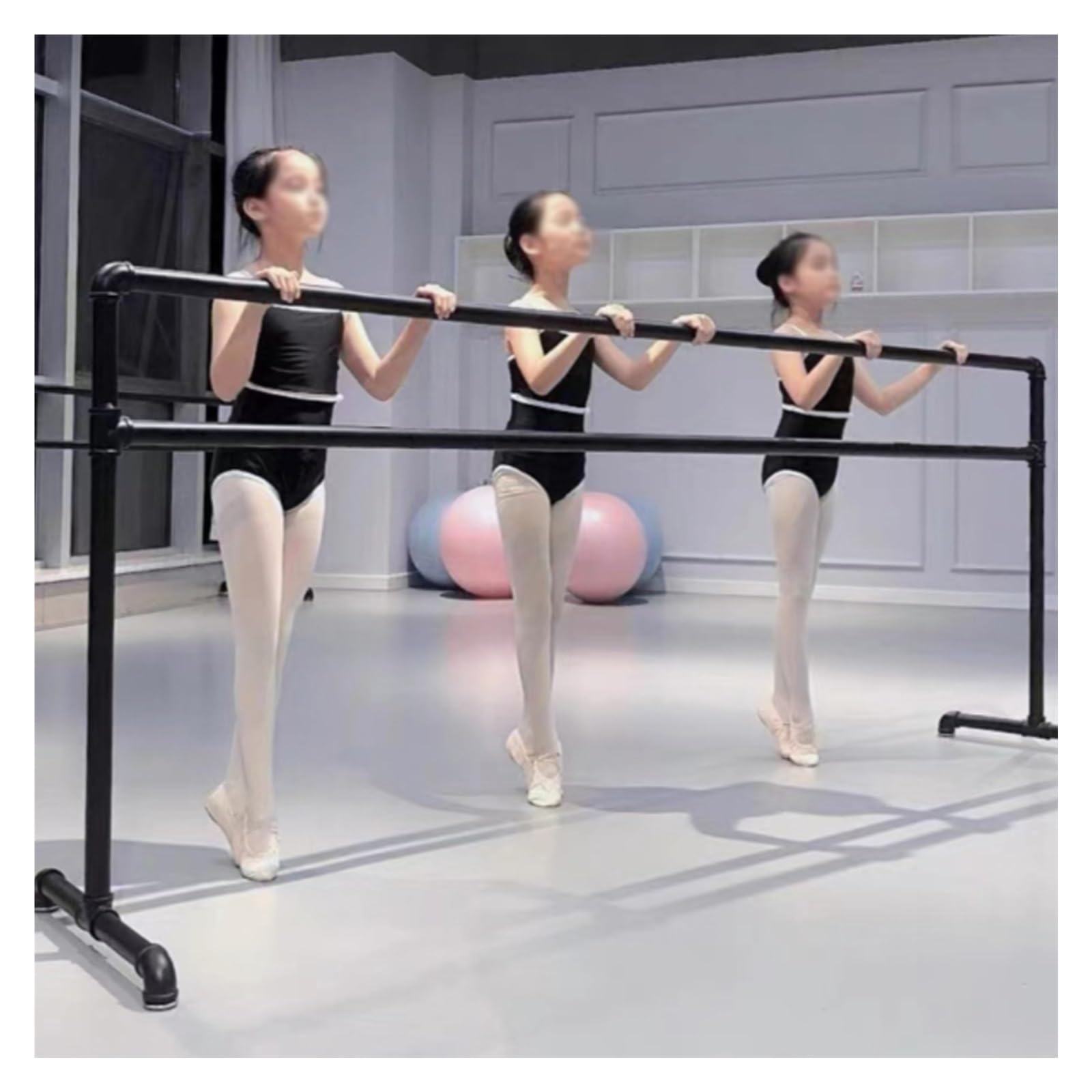 Verstellbare Stange für Heimtraining, rutschfeste Tanzausrüstung, horizontale Stange für Pilates und Tanz Fitness (Schwarz, 150 cm)