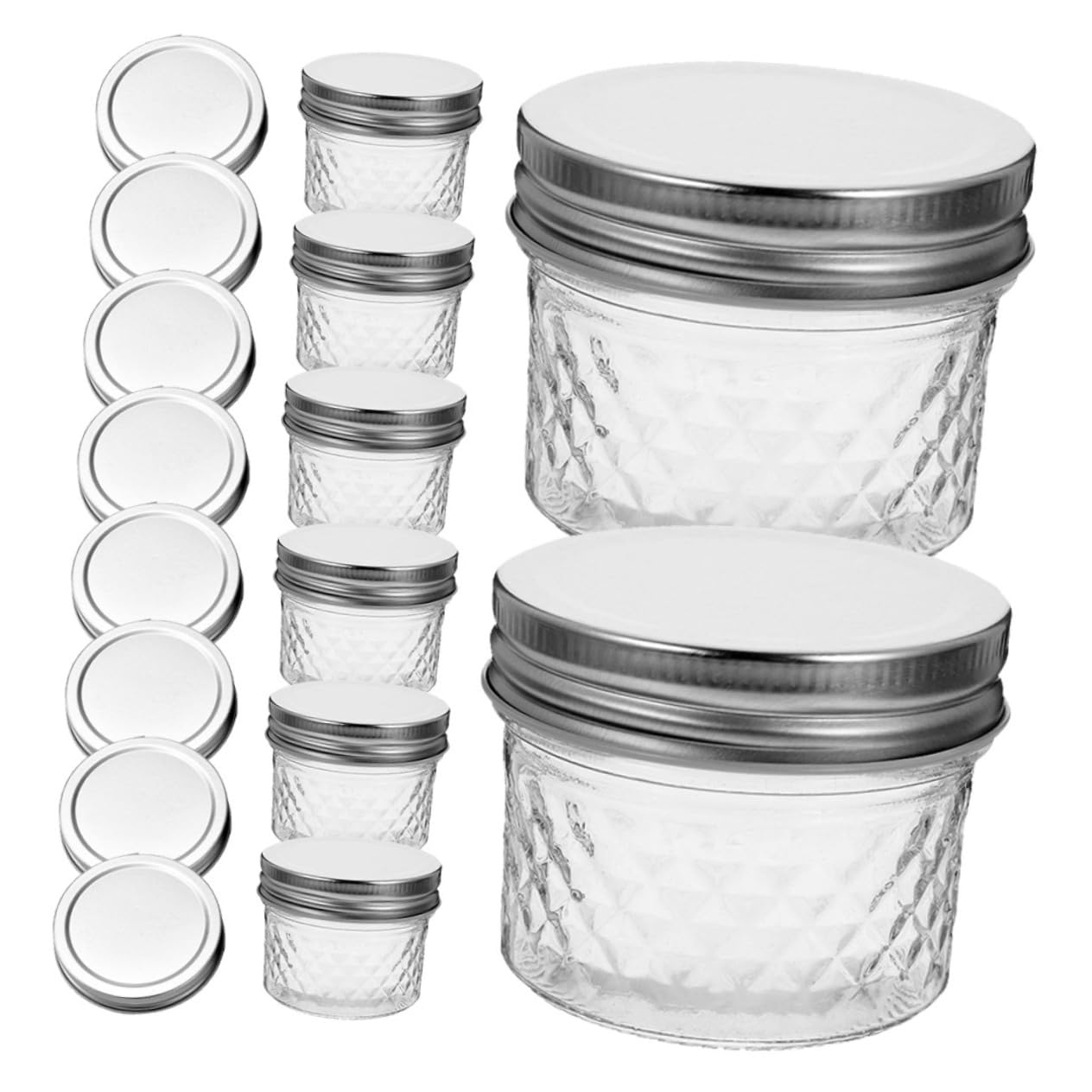 Set 16 Barattoli in Vetro da 120ml Coperchio per Marmellata Barattoli per Conserve Tondi a Bocca Larga Facili da Riempire per Pasticcerie e Ristoranti