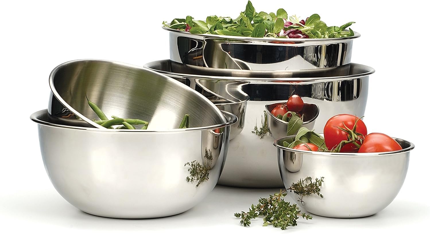 RSVP International Endurance Stainless Steel Mixing Bowls, 8 Quart