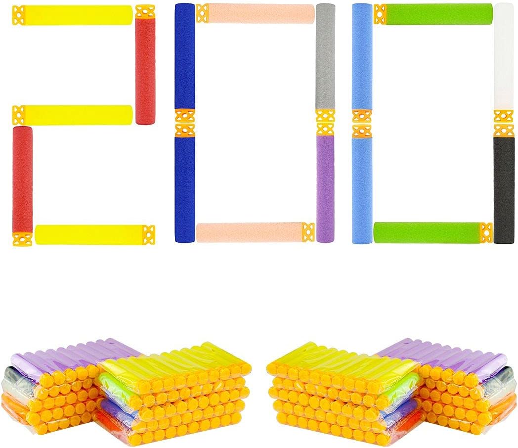 BOROLA 200Pcs Hollow Out Soft Foam Refill Waffle Darts Compatible for Nerf Elite Series Blasters(10 Colors)