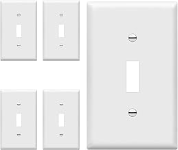 ENERLITES Light Switch Cover Plate, Toggle Wall Plate Cover, Size 1-Gang 4.50" x 2.76", Unbreakable Polycarbonate Thermoplastic, 8811-W-5PCS, White (5 Pack)