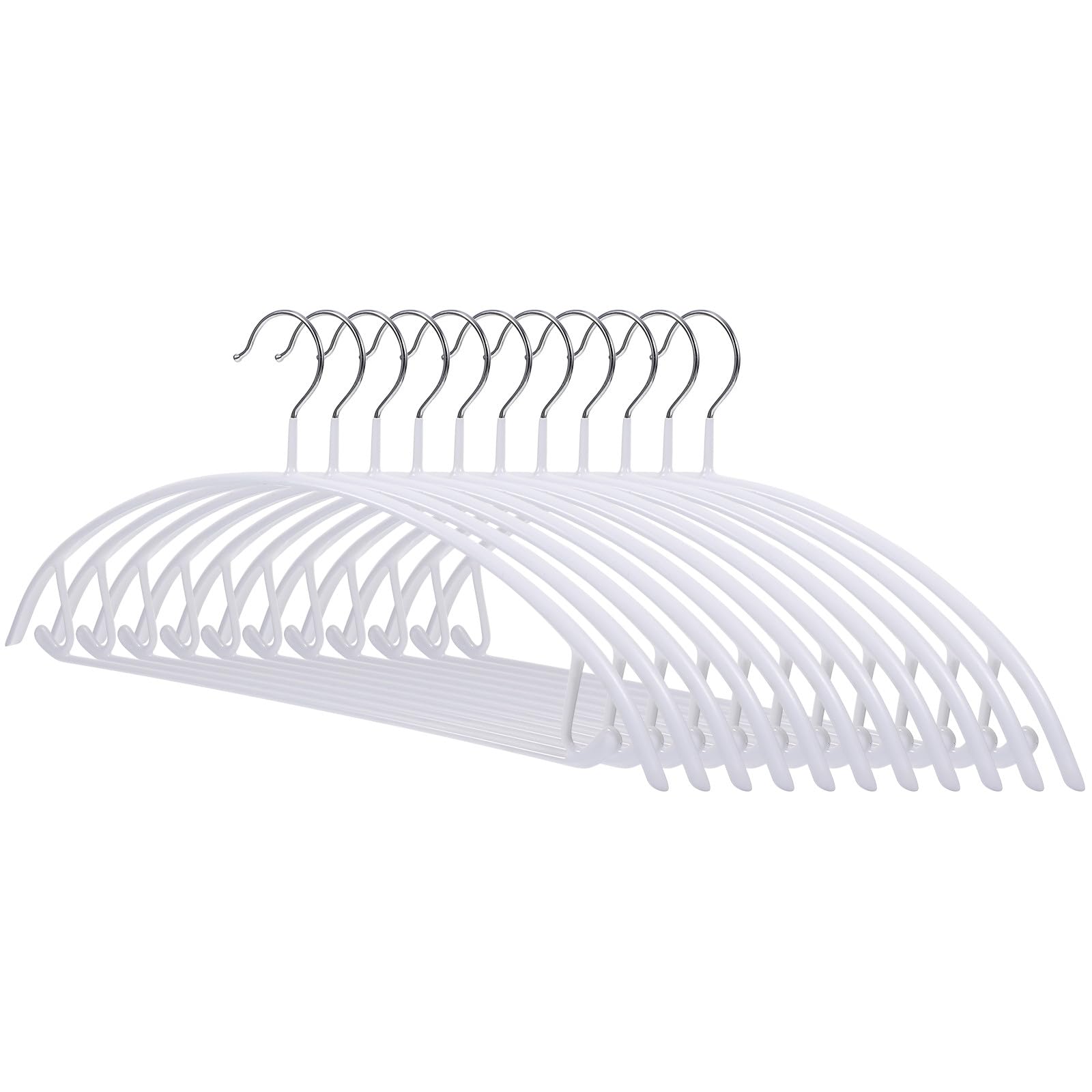 Set 10 Pezzi Grucce Antiscivolo in Pvc e Ferro Bianco, Forma Semicircolare, Capacità 8kg, per Giacche Invernali e Gonne in Camera da Letto