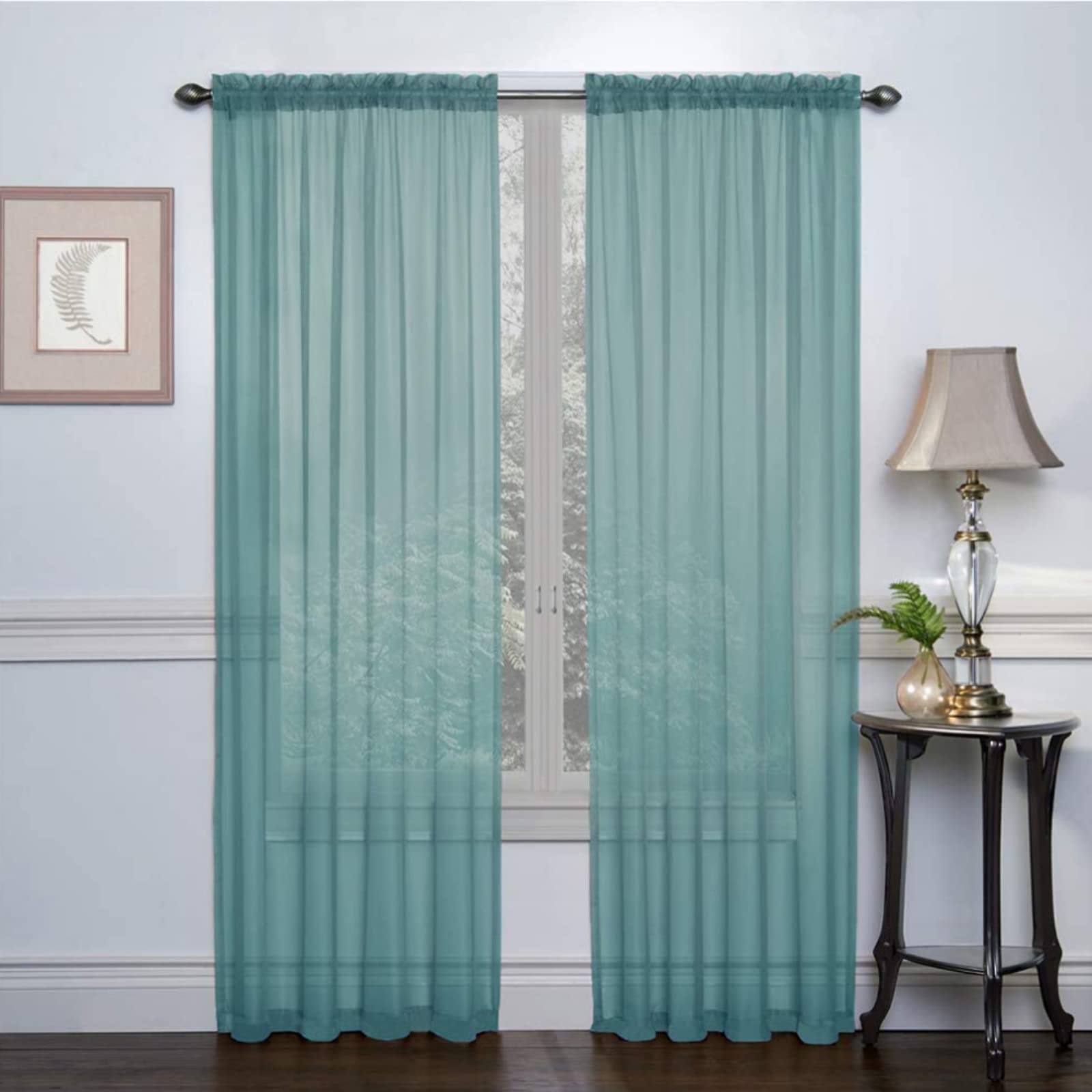 Maritown Voile Curtain, Sheer Net Curtains 2 Panels for Living Room White Sheer Curtains Semi Transparent Curtain Window Voile Curtains Drapes for Bedroom 40 x79 Inch (Width x Length)