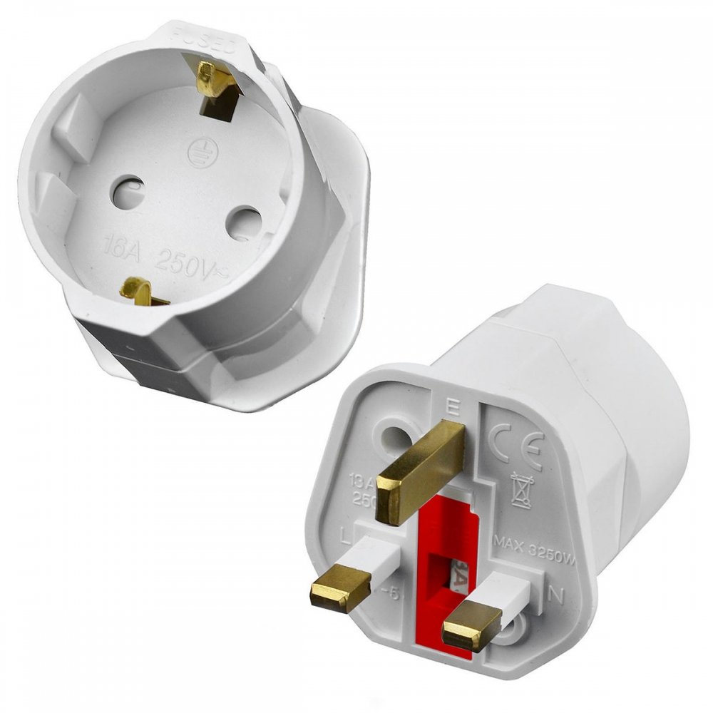Satkit Adattatore Spina Da Euro A UK 3 Pin – Con Fusibile 13A – Per Viaggio In Inghilterra, Irlanda, Hong Kong - 2