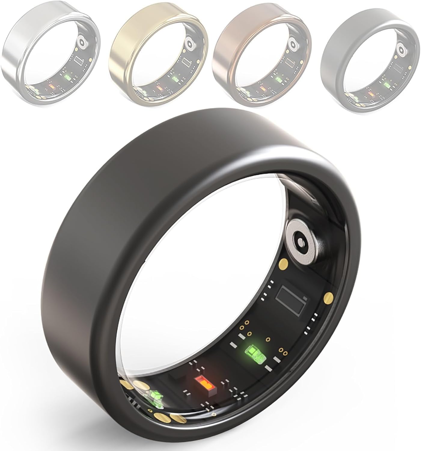 Generico Anello Intelligente, Tracker per La Salute, Monitoraggio della Frequenza Cardiaca E della Temperatura Corporea, Analisi del Sonno, Impermeabile Fino A 100 Metri (Black Eleven)