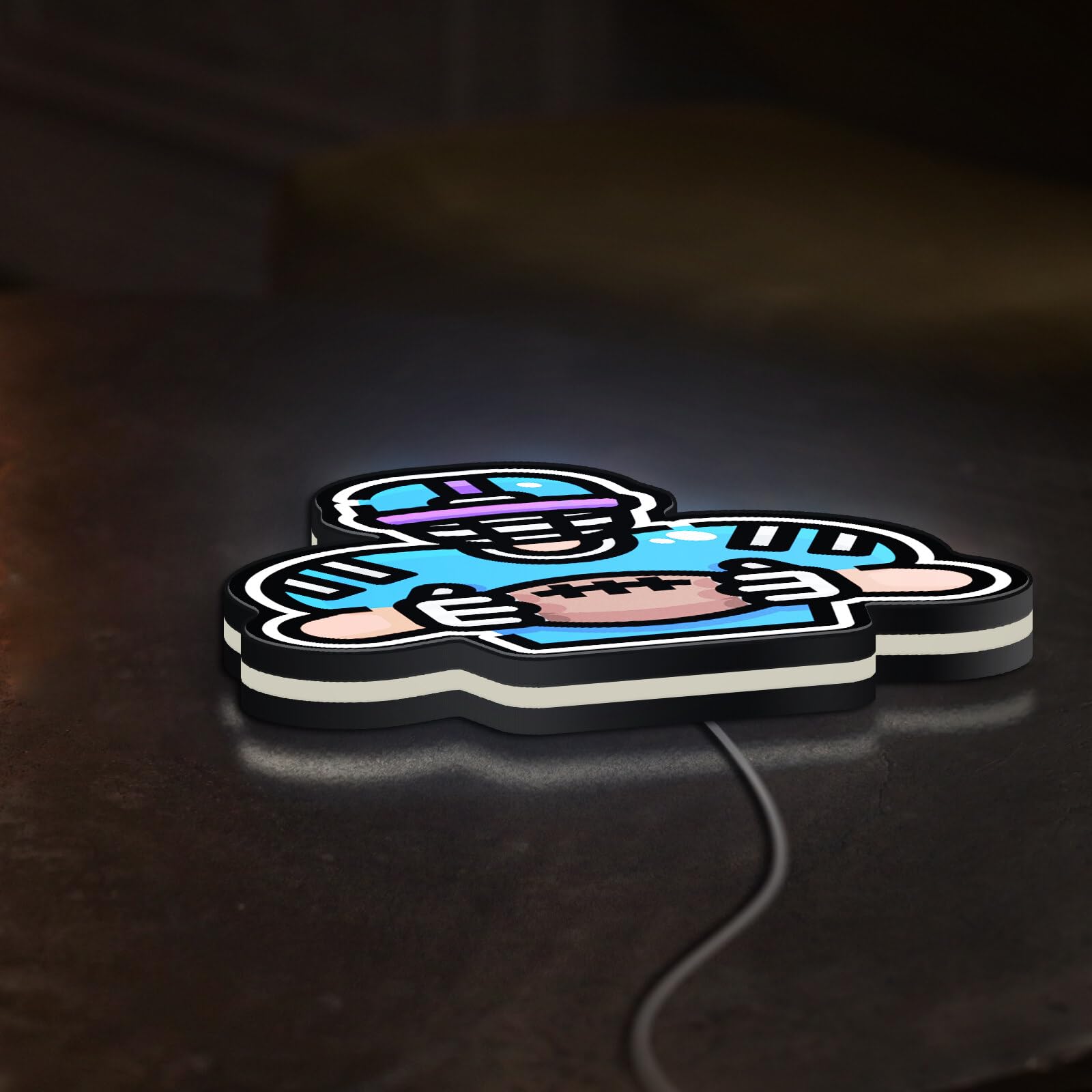 Nowość Light Box 3D dla fanów futbolu amerykańskiego, unikalny wystrój rugby, idealny dla sportowców i oświetlenia pokoju sportowego (szerokość 20 cm, 20 cm)