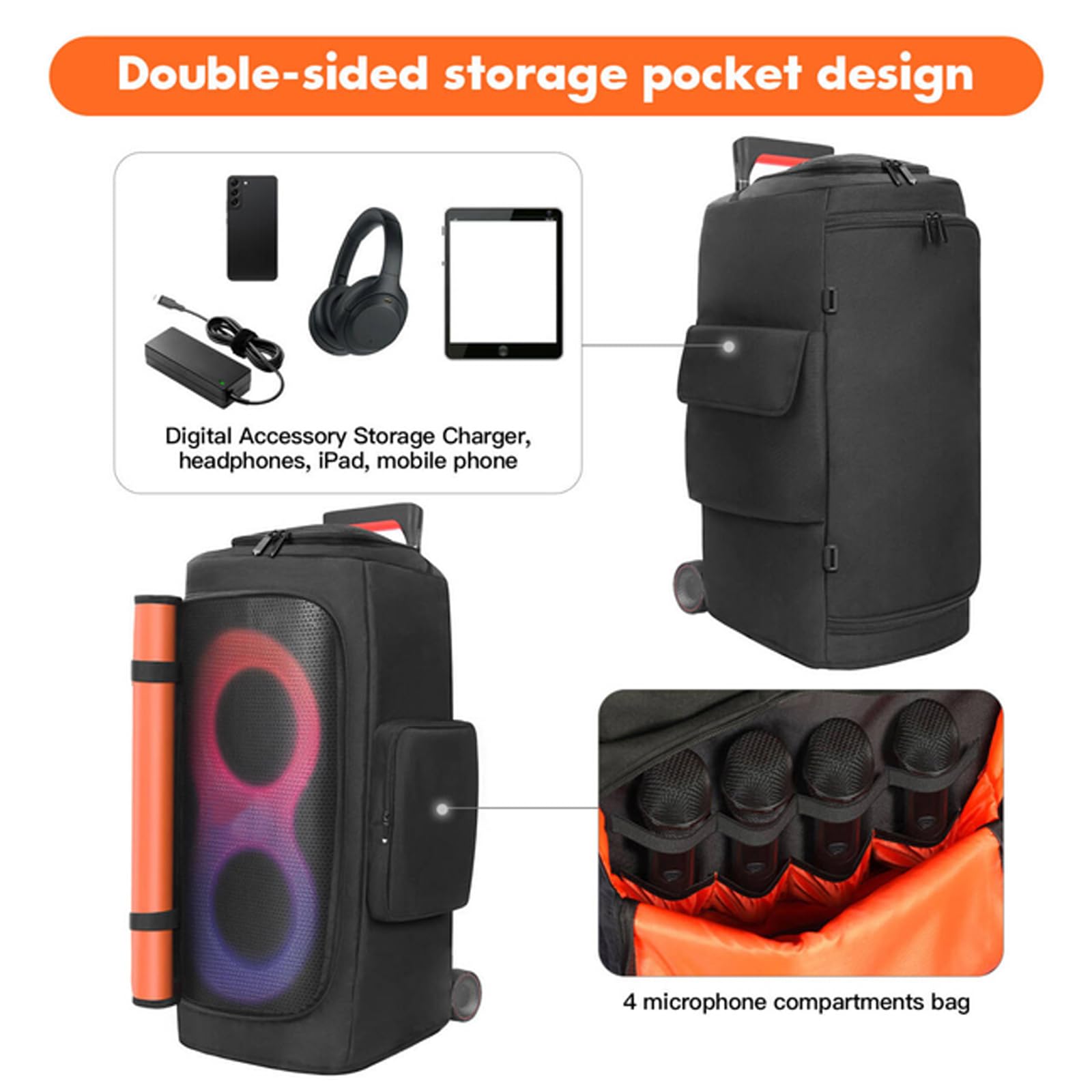Etui głośnikowe kompatybilne z JBL PartyBox 320 przenośny głośnik, impreza na świeżym powietrzu, pokrowiec ochronny, torba do przechowywania z kieszeniami okiennymi do JBL PartyBox 310 i