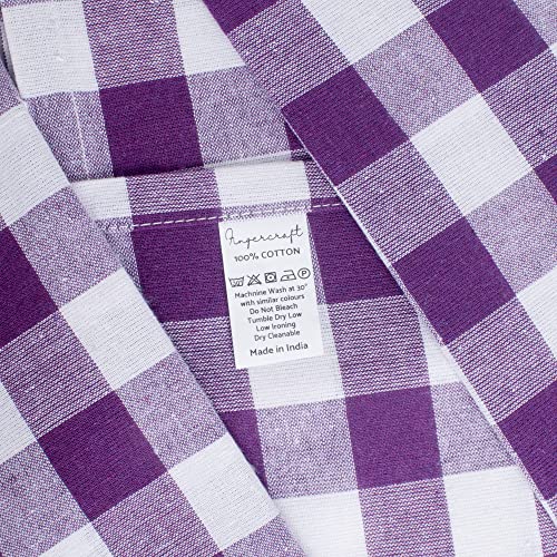 Image of FINGERCRAFT 100% Cotton Cloth Napkins Set of 12 - 20x20 Inch (50x50 cm) Reusable Soft & Absorbent Gingham Check Dinner Table Napkins (Purple White Check, Set of 12)