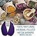 Happy Wraps Microwavable Herbal Neck Wrap - Hot Cold Aromatherapy Neck Warming Pillow - Heating Pad for Migraines, Stress, Gifts for Women, Birthdays, Christmas and Free Sleep Mask - Purple Cotton