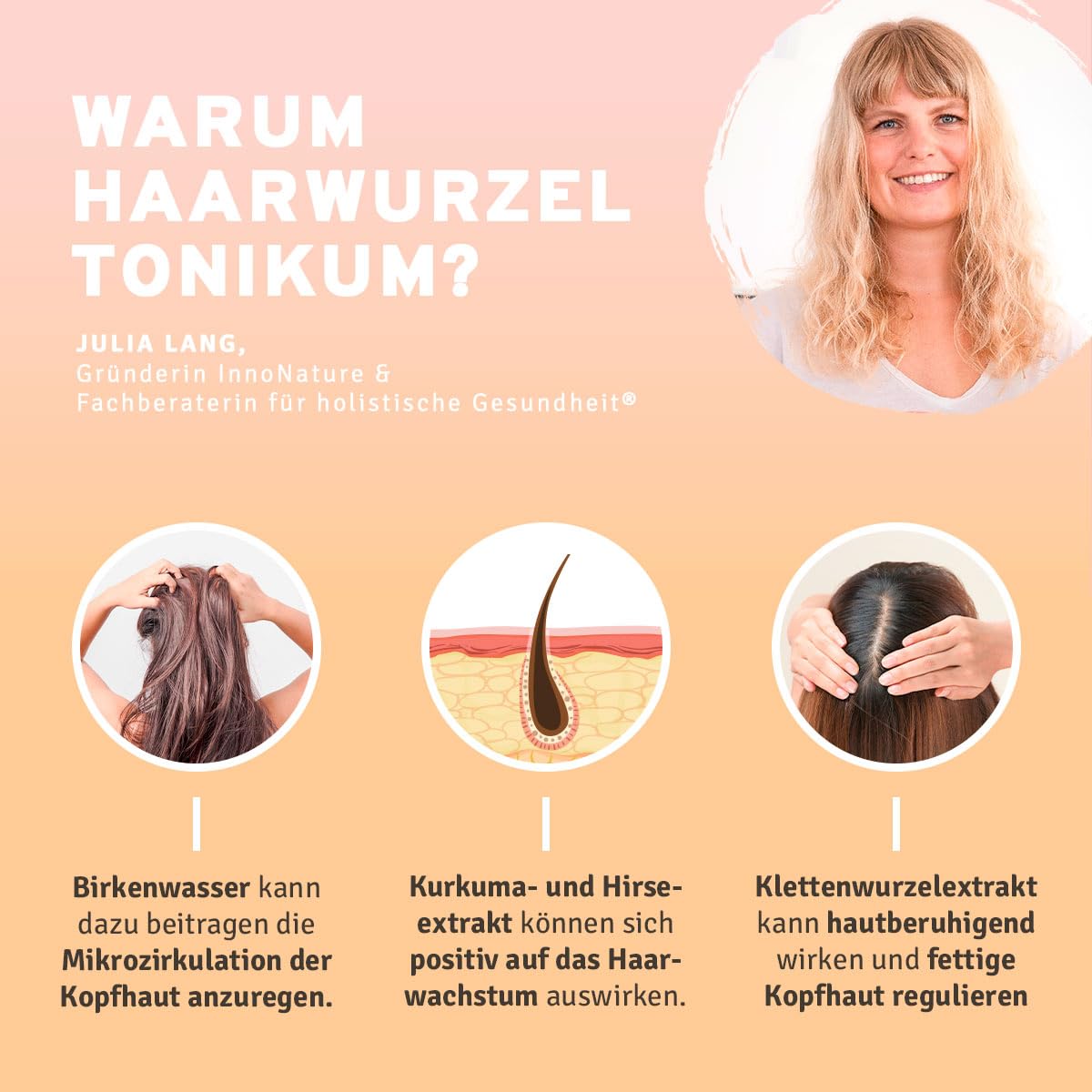 InnoNature Haarwurzel Tonikum I Haarwachstumsboost mit anregenden Extrakten I 100ml Haarwasser, NK konform I 100% Vegan