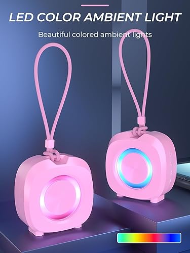 Miniatura 5 de Altavoz, pequeño altavoz portátil Bluetooth inalámbrico IPX5 impermeable para ducha, sonido estéreo fuerte, graves profundos, par TWS, luces RGB,