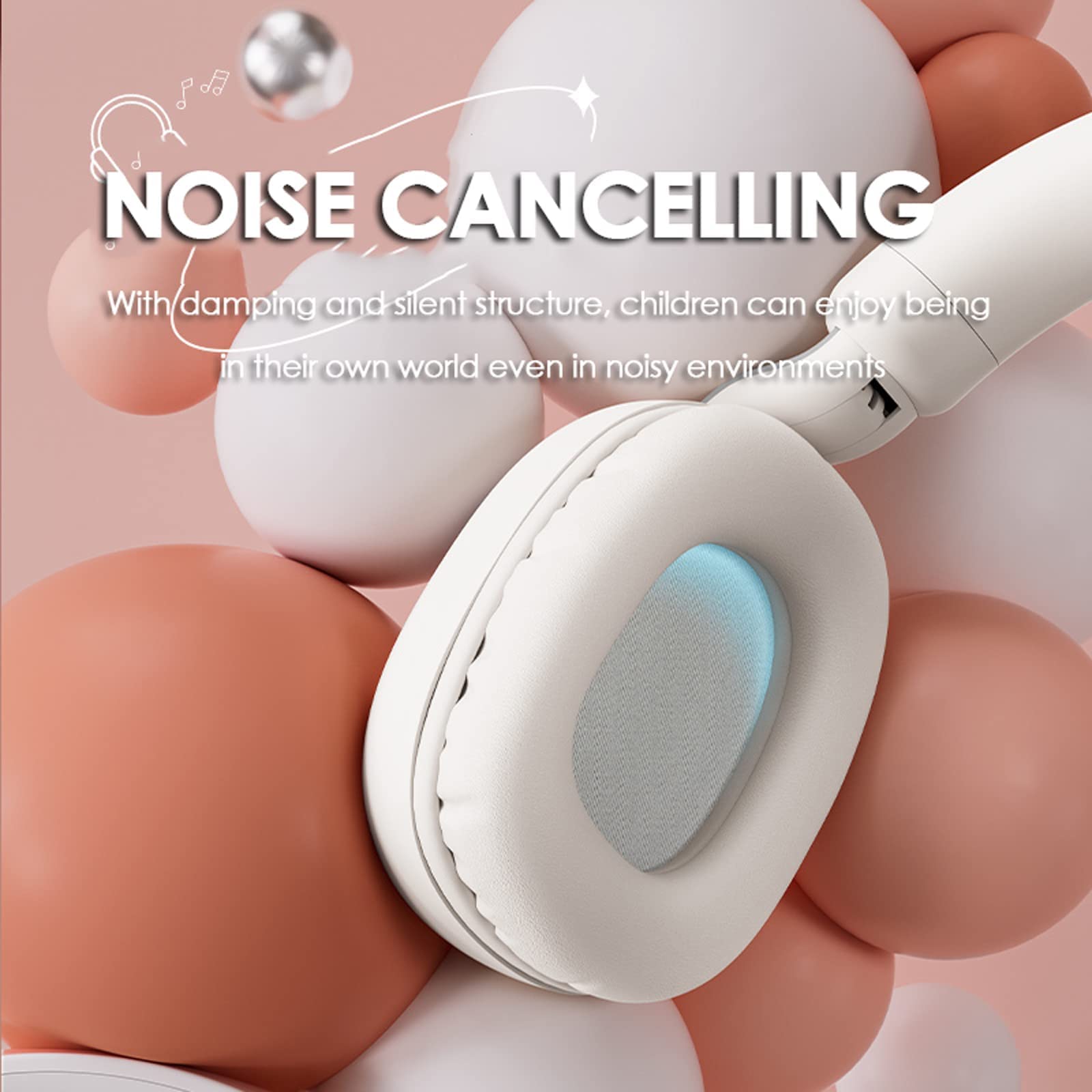 Bluetooth Kopfhörer Kinder Wired mit Mikrofon für Schule Wireless Jungen Mädchen Noise Cancelling auf Ohr Bluetooth Headphones Kinder Headsets für iPad Kindle Handy PC Tablet Flugzeug Reise Beige