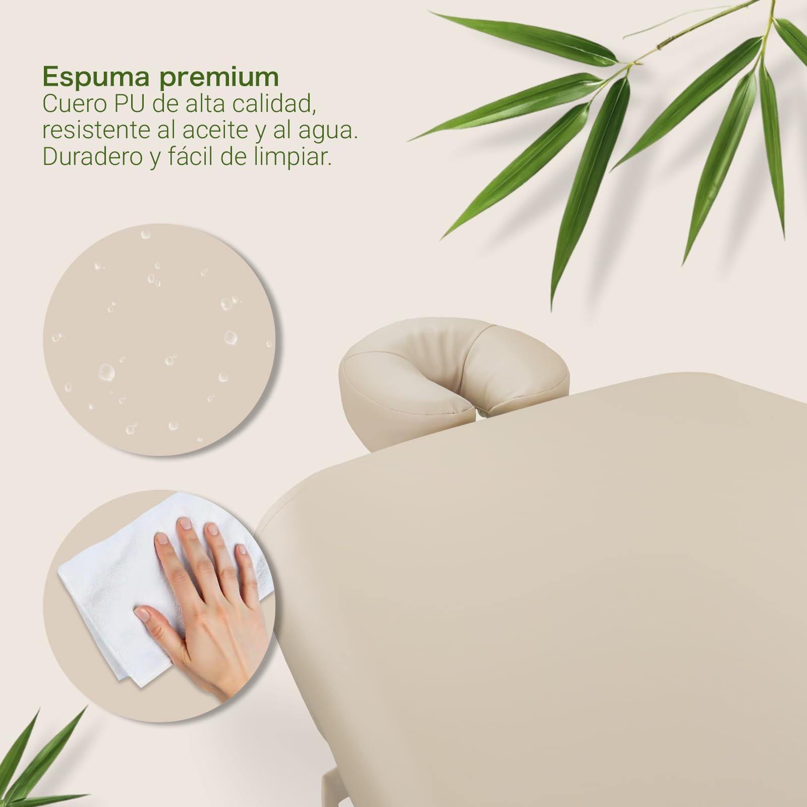 Zen – Camilla Masaje Plegable móvil de Esquinas Redondeadas Altura Regulable - Camilla estetica Madera Maciza para masajes Activos - Camilla Plegable con reposacabezas, reposabrazos y Bolsa Crema