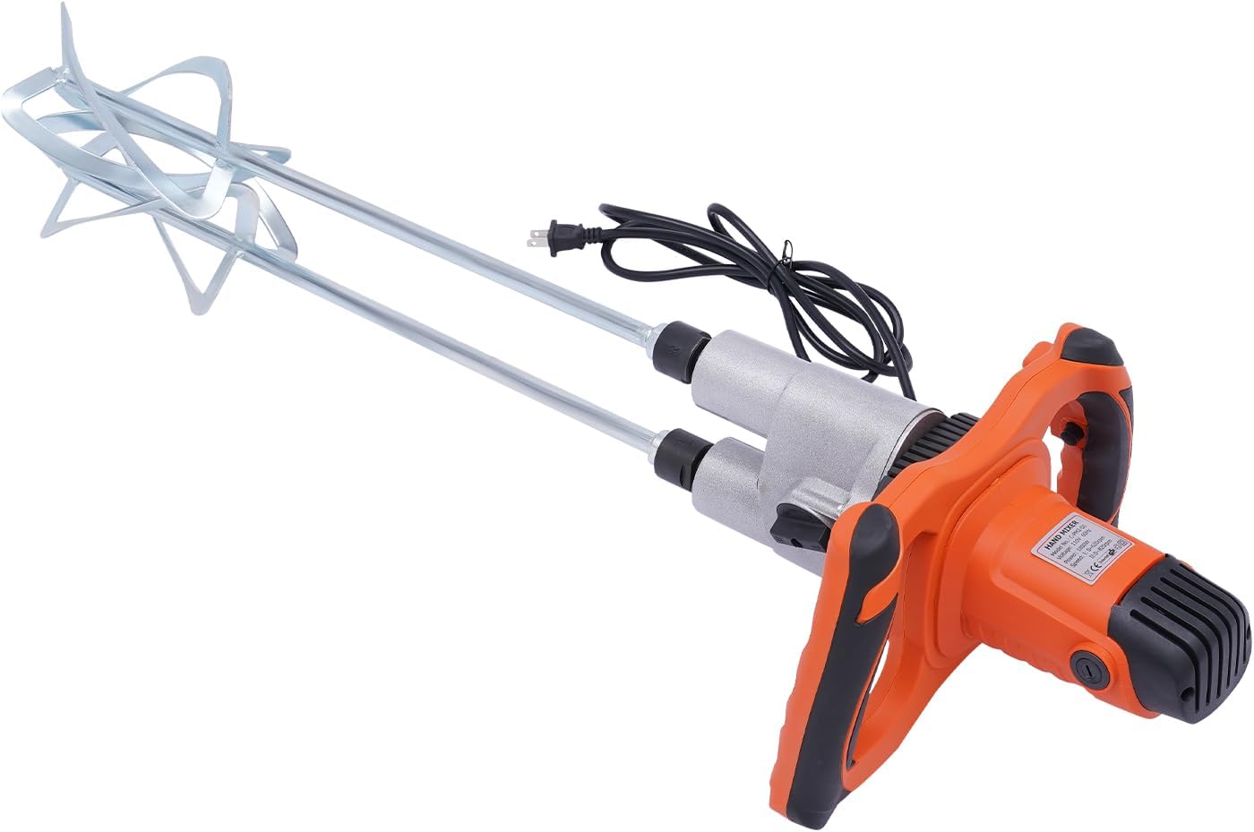 DYNAMI Double-Paddle Electric Mortar Stirrer,1800W 820Rpm Double-handle Electric Cement Mixer,High Low 2 Adjustable Speed,for Mixing Mud, Cement, Mortar, Paint, Fodder (Orange)