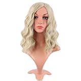 MapofBeauty 14 Inch/35 cm Bob Wavy Short Curly Body Wave Cosplay Anime Synthetic Hair Party Wig (Blonde)