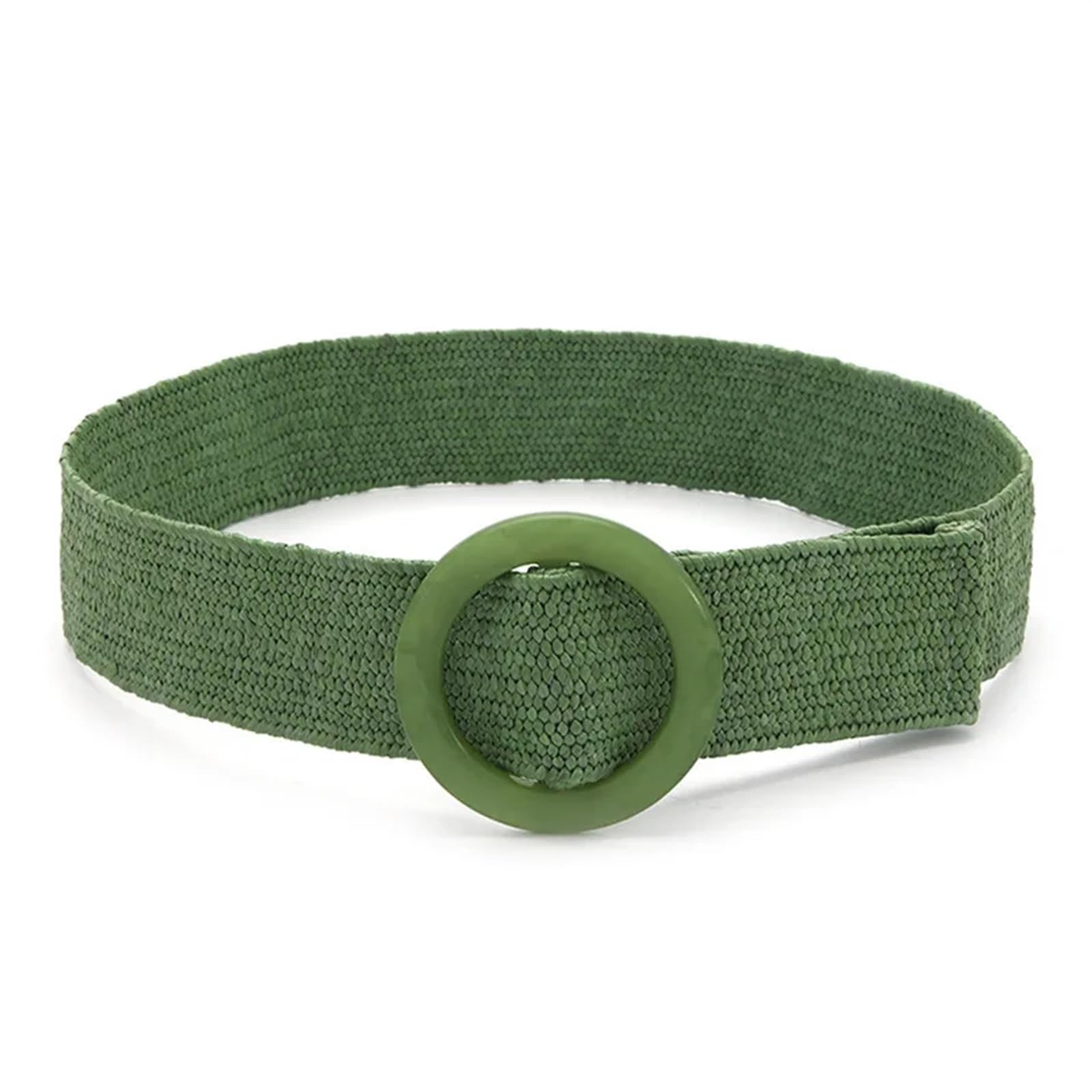 UALXPAO Straw Belt Wide Belt Vintage Female Weave Straw Waistband Summer Round Grid Buckle Wild Braided Belts for Women(90cm green R)
