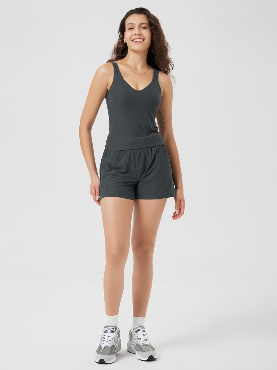 ODODOS Cloud Feeling Tank Bra for Women U Back Wirefree Longline Sports Bra Yoga Top with Removable Pads - Image 5