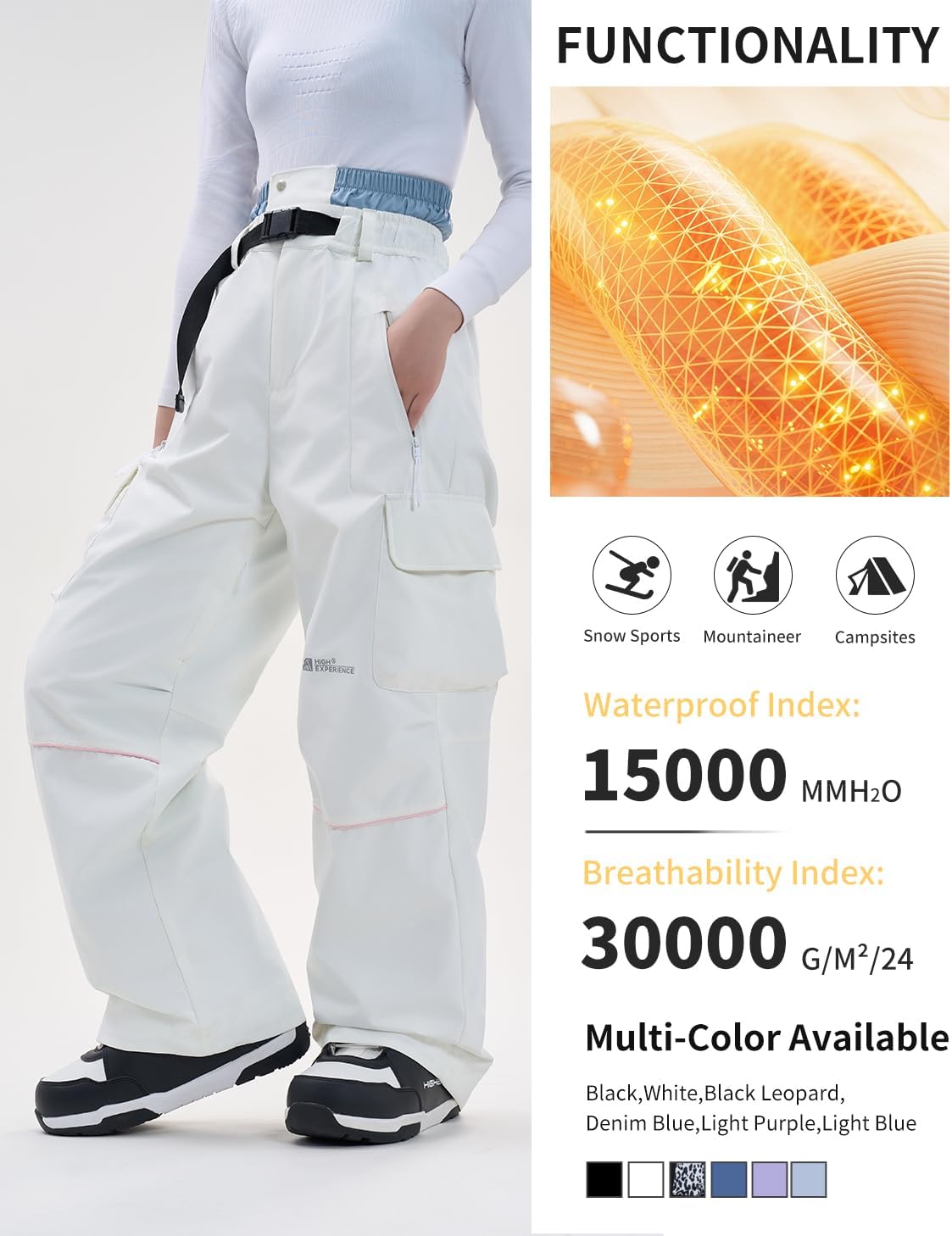 Snowboard Pants for Women Men Baggy Ski Pants Loose Warm Insulation Waterproof Windproof - Image 4