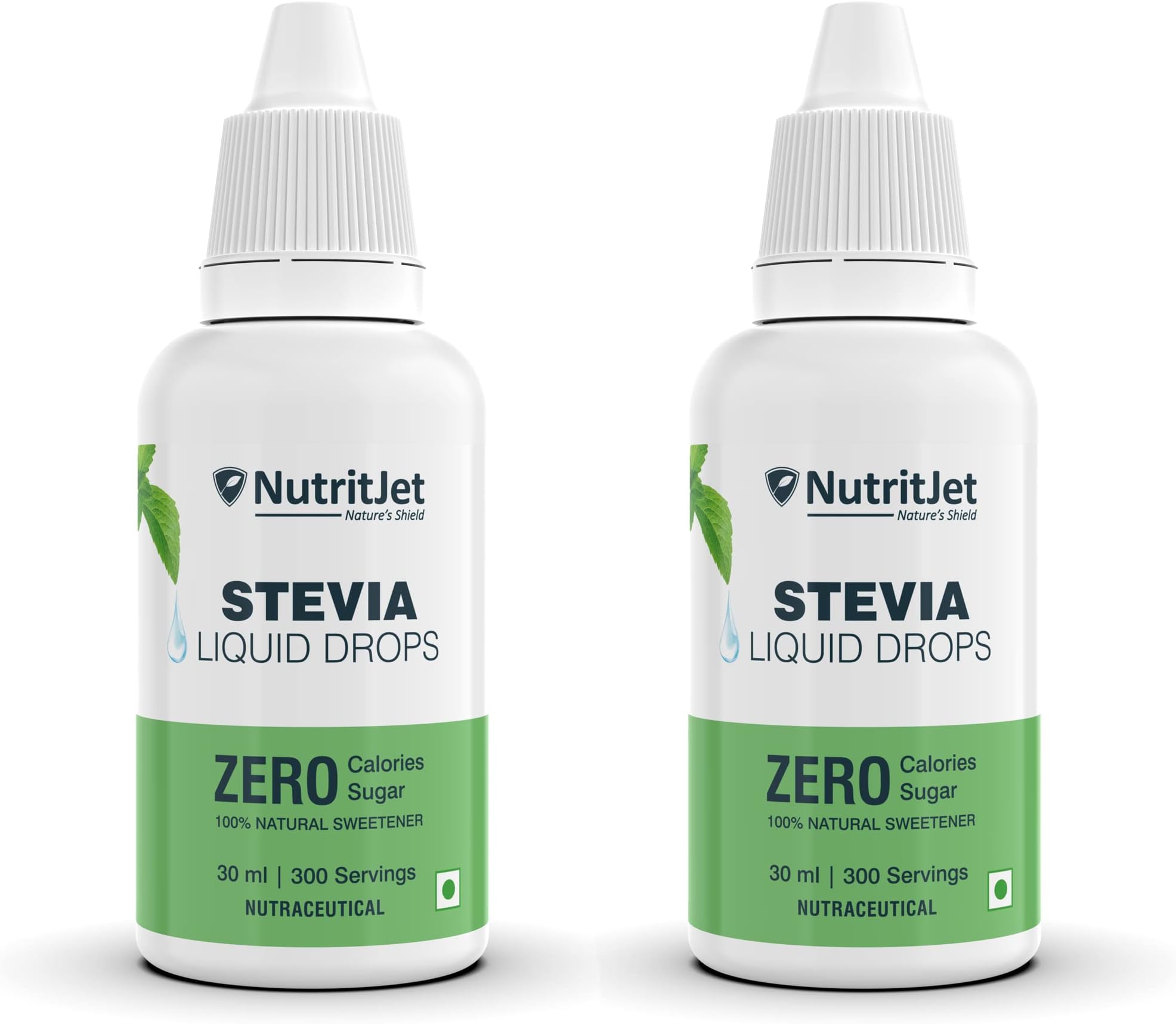 NutritJet Stevia drops Sugar Free - 30ml | Zero Calorie | Diabetic Friendly Stevia Based Sweetener Pack of 2