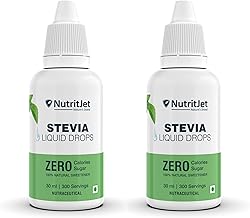 NutritJet Natural Stevia Liquid Drops - 30ml | Zero Calorie Sugar-Free Sweetener Pack of 2