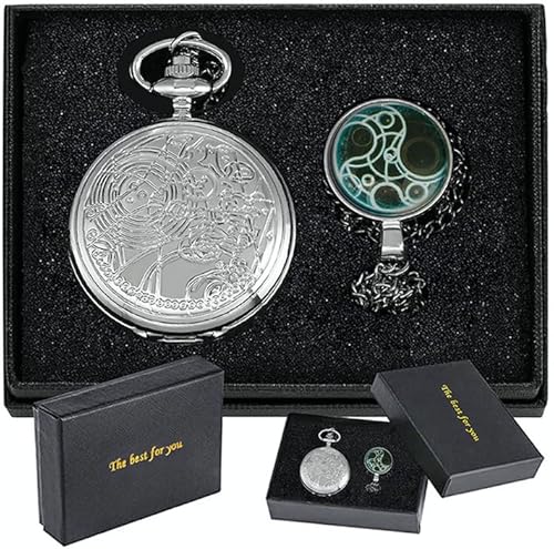 Tiong Retro Nostalgia Quartz Pocket Watch with Necklace Chain Blue