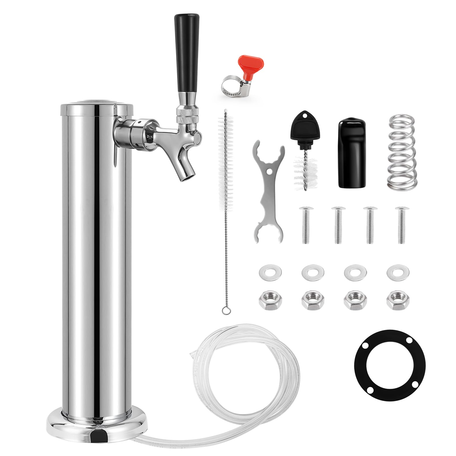 Kegerator Tower - Torre de cerveza de un solo grifo de 3 pulgadas, grifo de cerveza de acero inoxidable, dispensador de cerveza de barril para bar en casa, llave de barril, piezas de repuesto