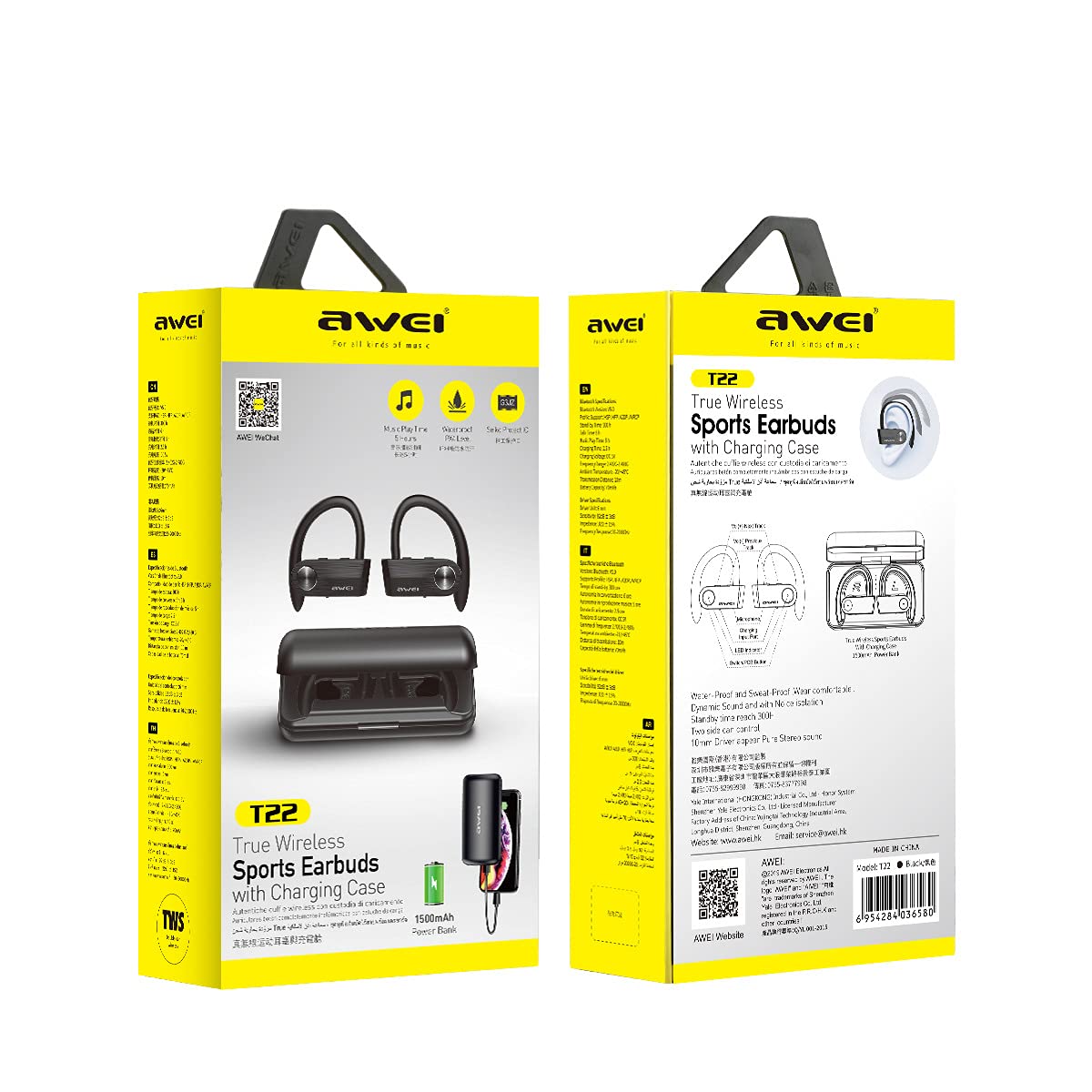 True Auricolari Wireless, Cuffie Bluetooth Ad Alta capacità con Microfono, Cuffie Audio Stereo HiFi Bluetooth, per Gym Workout in Esecuzione