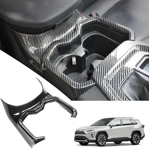 Funda para portavasos de agua para consola central RAV4, compatible con accesorios Toyota RAV4 2023 2022 2020 2021 2019 ABS fibra de carbono