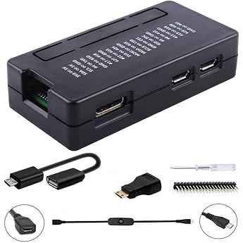 GeeekPi Raspberry Pi Zero 2W/Zero W Case, 7 in 1 Base Starter Kit with Acrylic Raspberry Pi Zero Case, 20 Pin GPIO Header, OT
